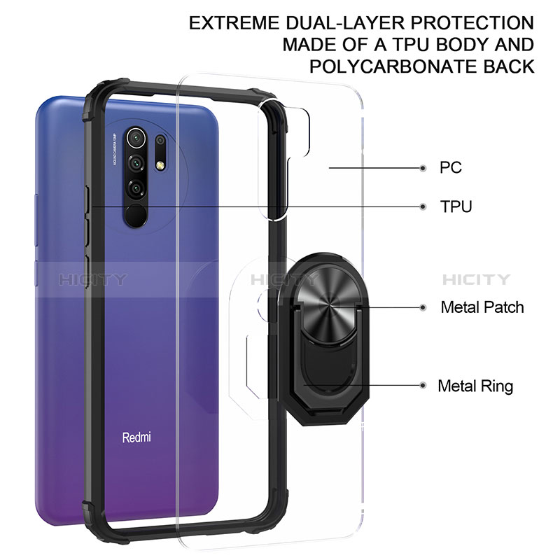 Coque Contour Silicone et Plastique Housse Etui Mat avec Magnetique Support Bague Anneau MQ2 pour Xiaomi Poco M2 Plus