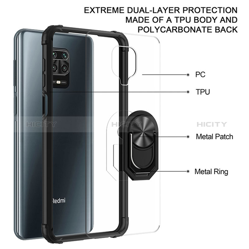 Coque Contour Silicone et Plastique Housse Etui Mat avec Magnetique Support Bague Anneau MQ2 pour Xiaomi Poco M2 Pro Plus