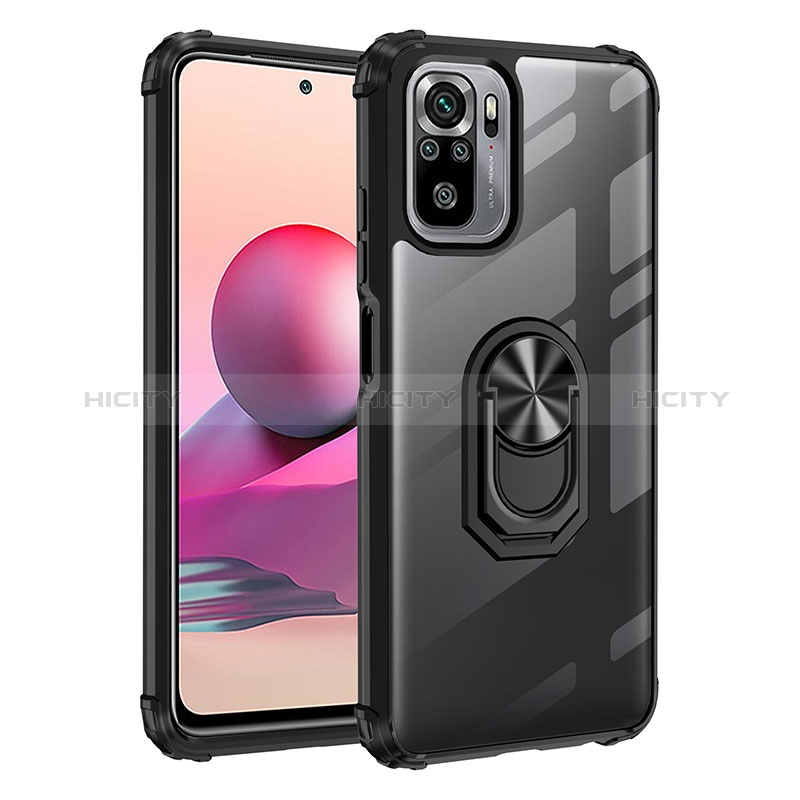 Coque Contour Silicone et Plastique Housse Etui Mat avec Magnetique Support Bague Anneau MQ2 pour Xiaomi Poco M5S Noir Plus