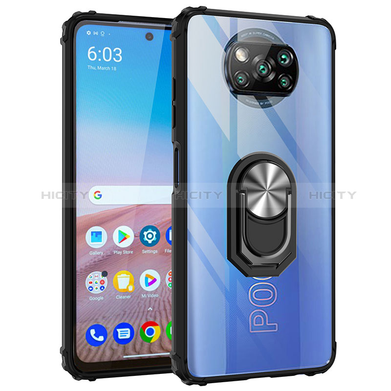 Coque Contour Silicone et Plastique Housse Etui Mat avec Magnetique Support Bague Anneau MQ2 pour Xiaomi Poco X3 Pro Plus