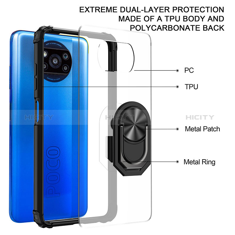 Coque Contour Silicone et Plastique Housse Etui Mat avec Magnetique Support Bague Anneau MQ2 pour Xiaomi Poco X3 Pro Plus