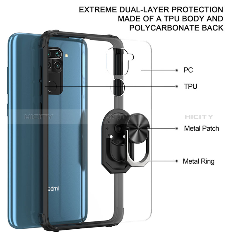 Coque Contour Silicone et Plastique Housse Etui Mat avec Magnetique Support Bague Anneau MQ2 pour Xiaomi Redmi 10X 4G Plus