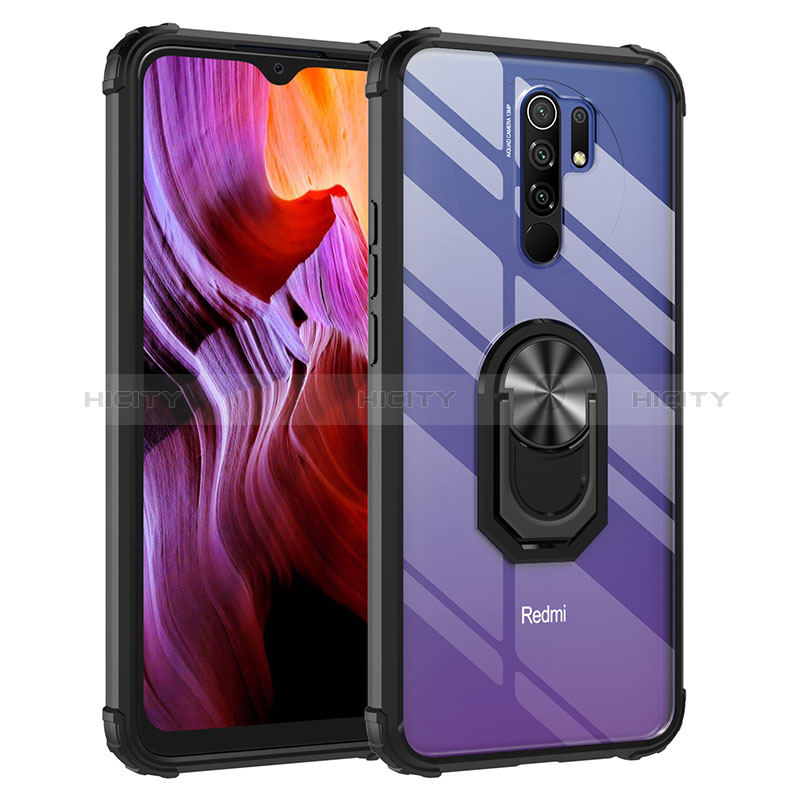 Coque Contour Silicone et Plastique Housse Etui Mat avec Magnetique Support Bague Anneau MQ2 pour Xiaomi Redmi 9 Plus