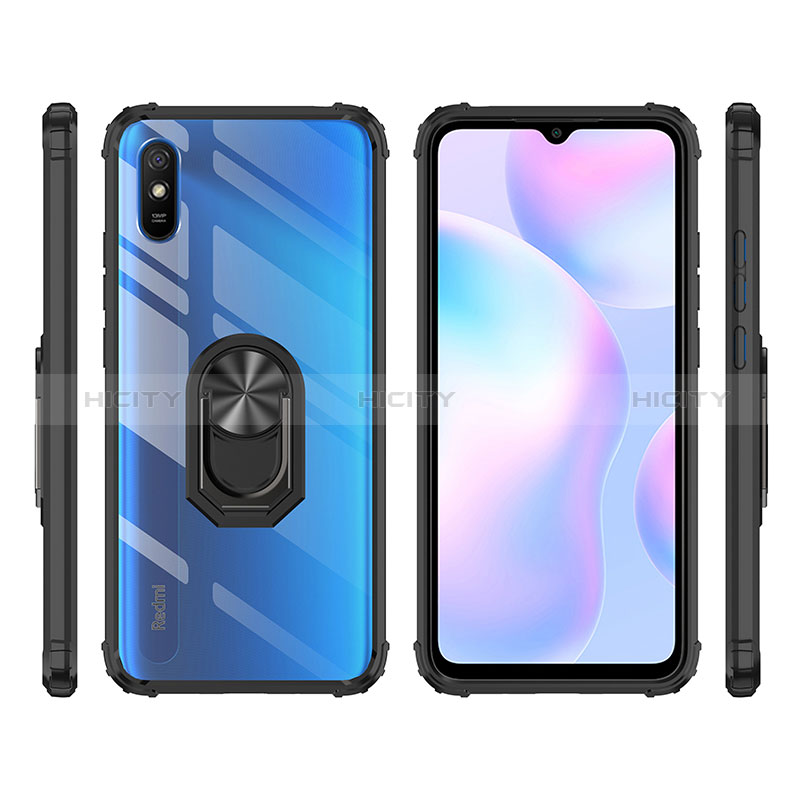 Coque Contour Silicone et Plastique Housse Etui Mat avec Magnetique Support Bague Anneau MQ2 pour Xiaomi Redmi 9A Plus