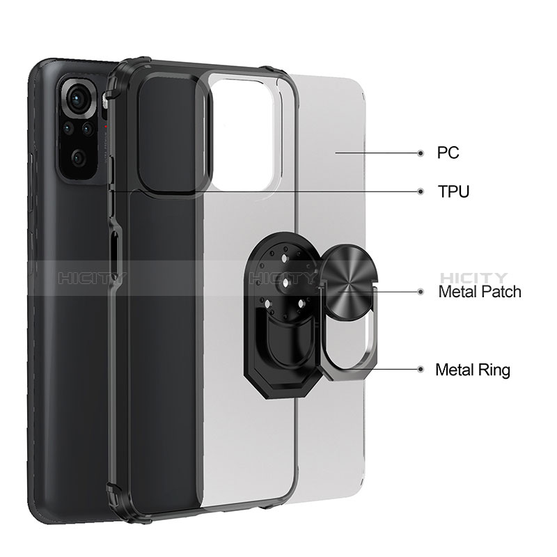 Coque Contour Silicone et Plastique Housse Etui Mat avec Magnetique Support Bague Anneau MQ2 pour Xiaomi Redmi Note 10 4G Plus