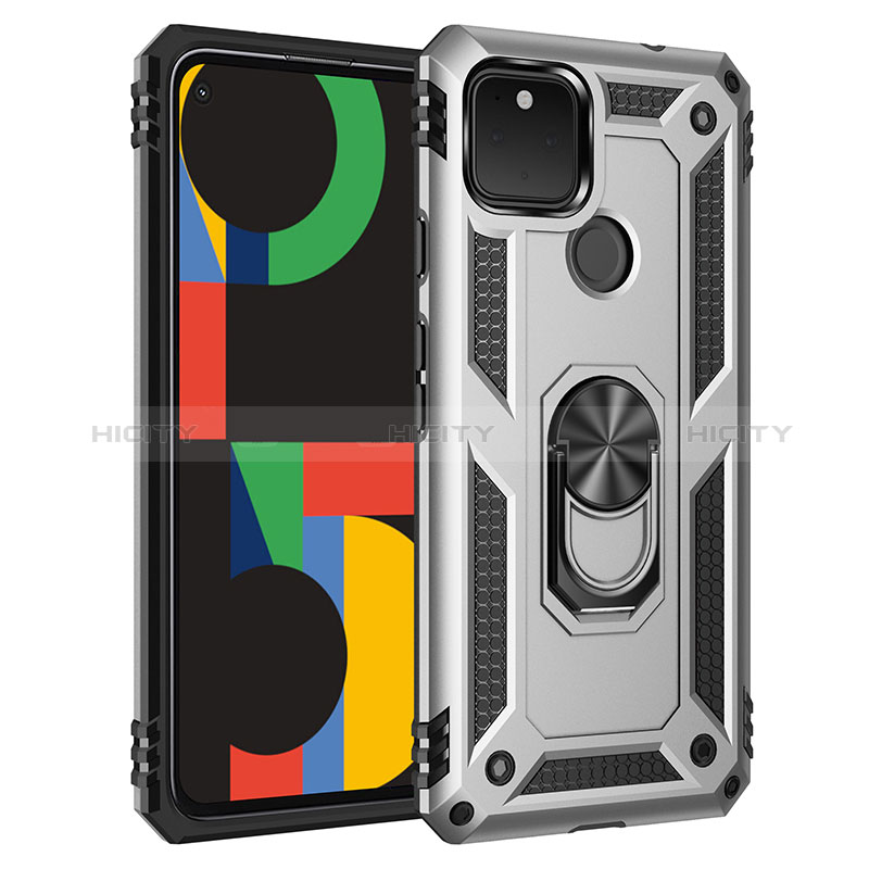 Coque Contour Silicone et Plastique Housse Etui Mat avec Magnetique Support Bague Anneau MQ3 pour Google Pixel 4a 5G Plus