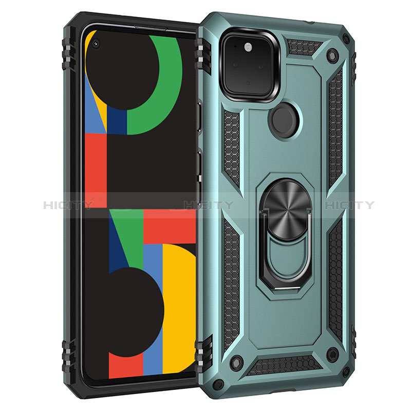 Coque Contour Silicone et Plastique Housse Etui Mat avec Magnetique Support Bague Anneau MQ3 pour Google Pixel 4a 5G Plus