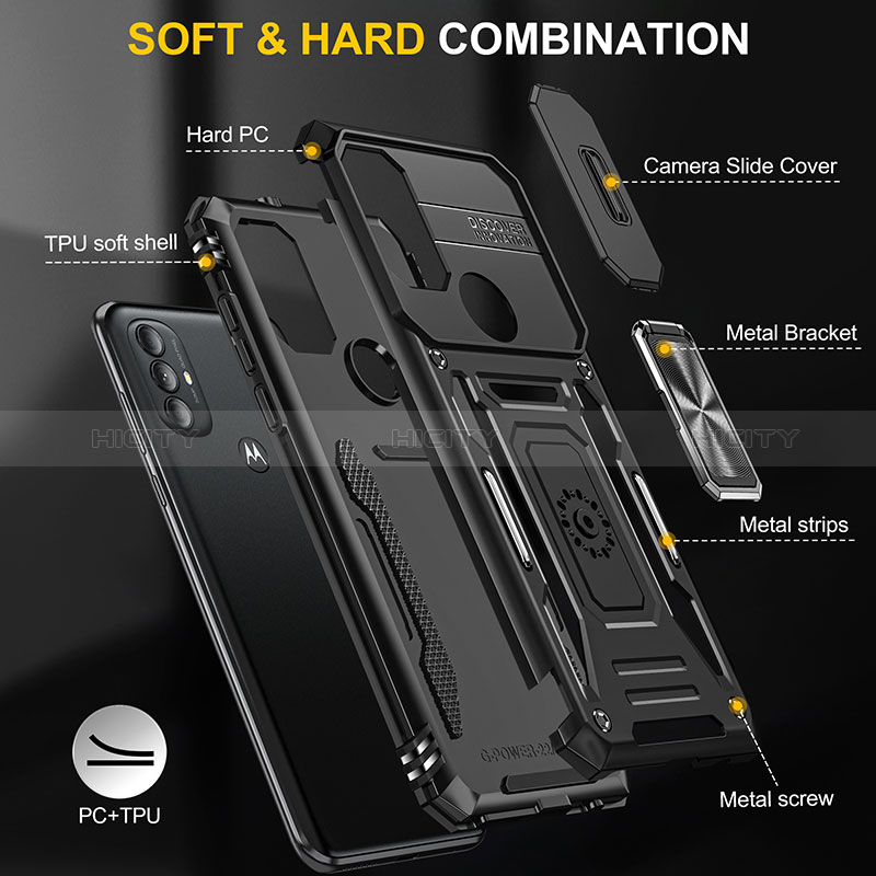 Coque Contour Silicone et Plastique Housse Etui Mat avec Magnetique Support Bague Anneau MQ3 pour Motorola Moto G Play Gen 2 Plus