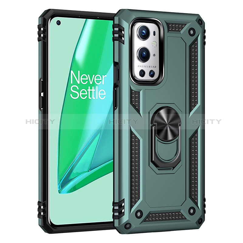 Coque Contour Silicone et Plastique Housse Etui Mat avec Magnetique Support Bague Anneau MQ3 pour OnePlus 9 Pro 5G Plus