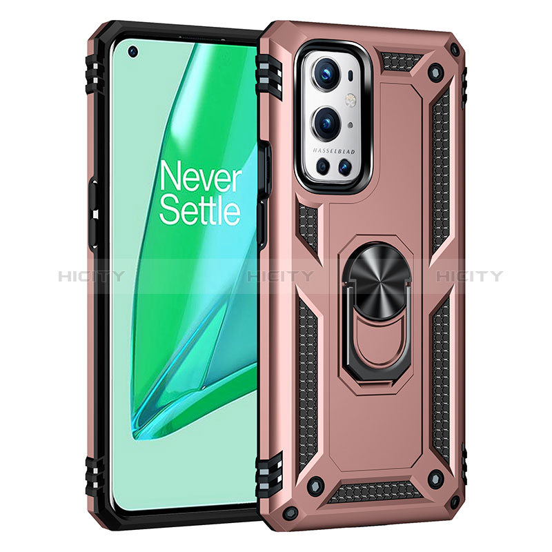 Coque Contour Silicone et Plastique Housse Etui Mat avec Magnetique Support Bague Anneau MQ3 pour OnePlus 9 Pro 5G Plus