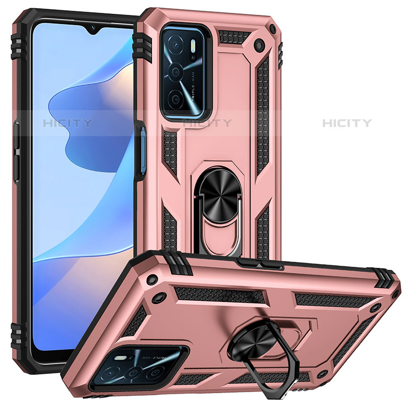 Coque Contour Silicone et Plastique Housse Etui Mat avec Magnetique Support Bague Anneau MQ3 pour Oppo A16s Or Rose Plus