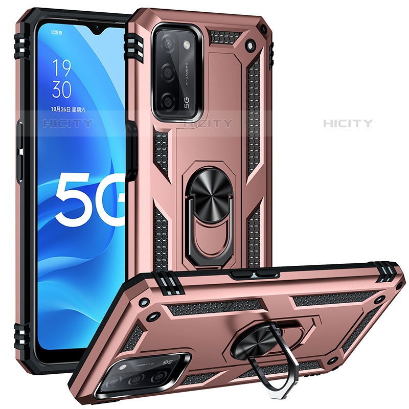 Coque Contour Silicone et Plastique Housse Etui Mat avec Magnetique Support Bague Anneau MQ3 pour Oppo A53s 5G Or Rose Plus