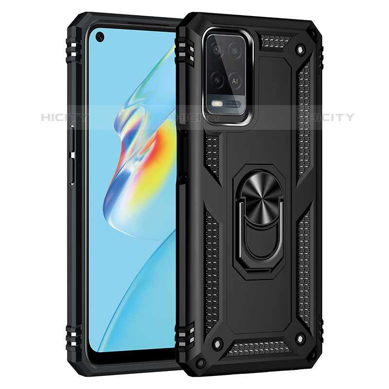 Coque Contour Silicone et Plastique Housse Etui Mat avec Magnetique Support Bague Anneau MQ3 pour Oppo A54 4G Noir Plus