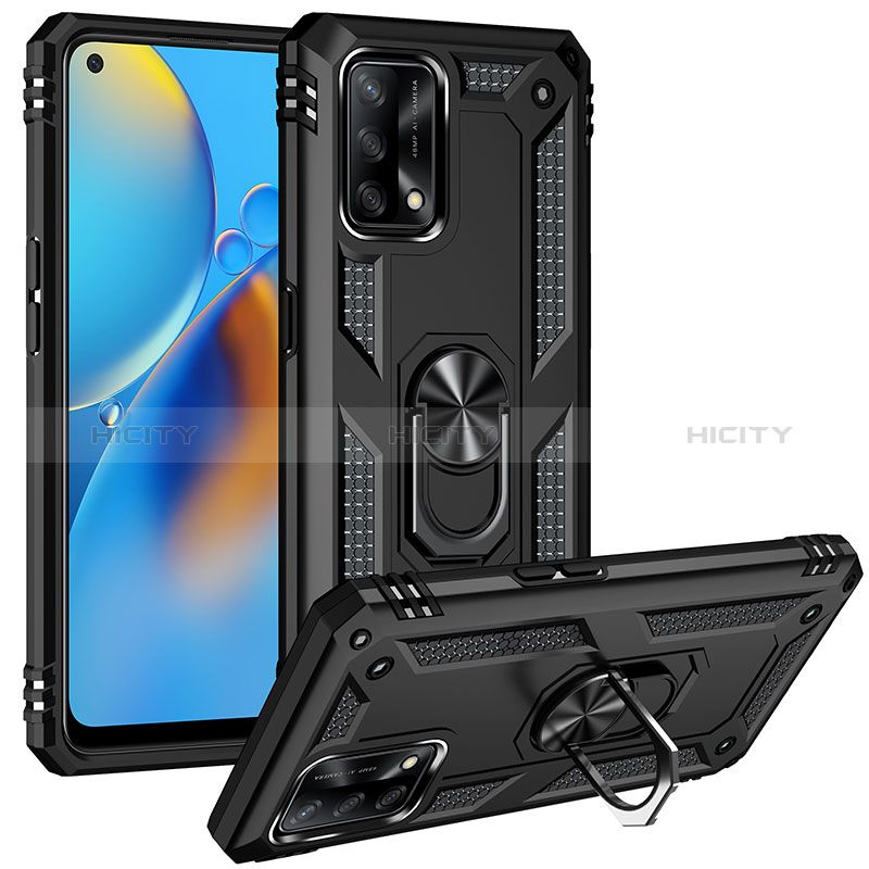 Coque Contour Silicone et Plastique Housse Etui Mat avec Magnetique Support Bague Anneau MQ3 pour Oppo A95 4G Noir Plus