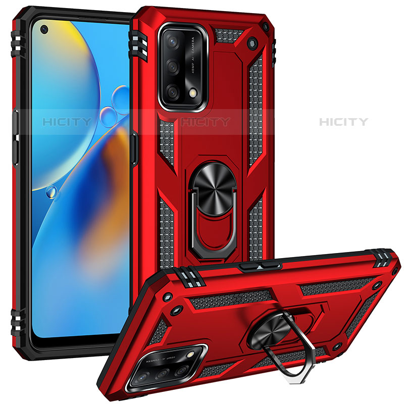 Coque Contour Silicone et Plastique Housse Etui Mat avec Magnetique Support Bague Anneau MQ3 pour Oppo Reno6 Lite Rouge Plus