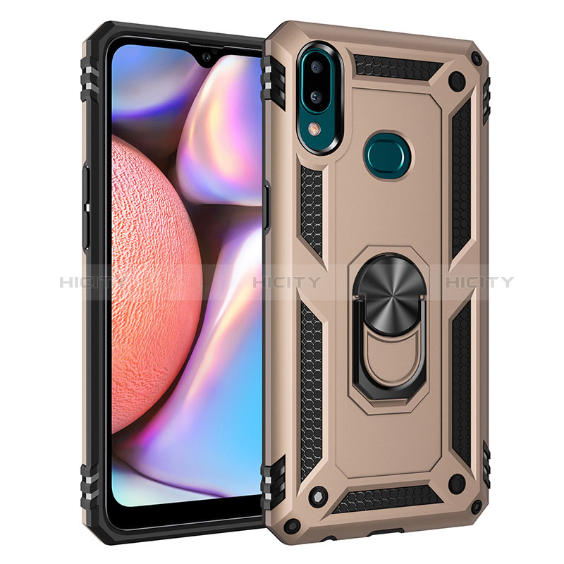 Coque Contour Silicone et Plastique Housse Etui Mat avec Magnetique Support Bague Anneau MQ3 pour Samsung Galaxy A10s Or Plus