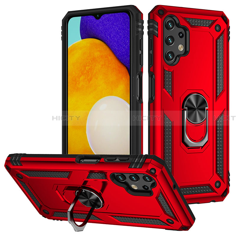 Coque Contour Silicone et Plastique Housse Etui Mat avec Magnetique Support Bague Anneau MQ3 pour Samsung Galaxy A13 4G Rouge Plus