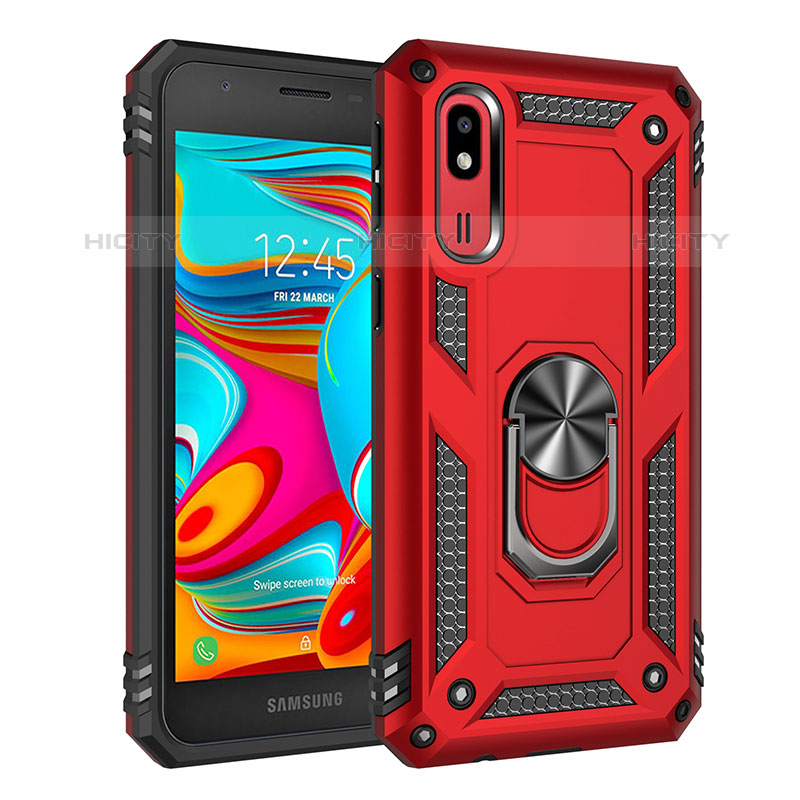 Coque Contour Silicone et Plastique Housse Etui Mat avec Magnetique Support Bague Anneau MQ3 pour Samsung Galaxy A2 Core A260F A260G Plus