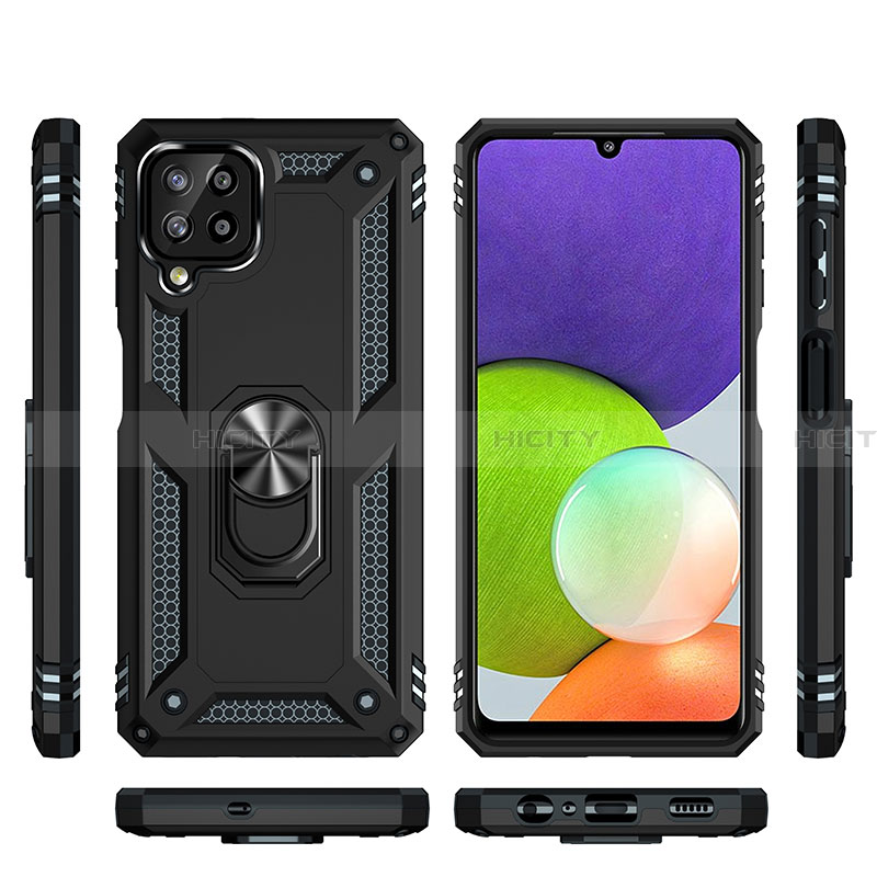 Coque Contour Silicone et Plastique Housse Etui Mat avec Magnetique Support Bague Anneau MQ3 pour Samsung Galaxy A22 4G Plus