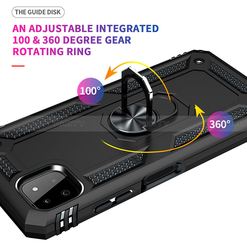 Coque Contour Silicone et Plastique Housse Etui Mat avec Magnetique Support Bague Anneau MQ3 pour Samsung Galaxy A22 5G Plus