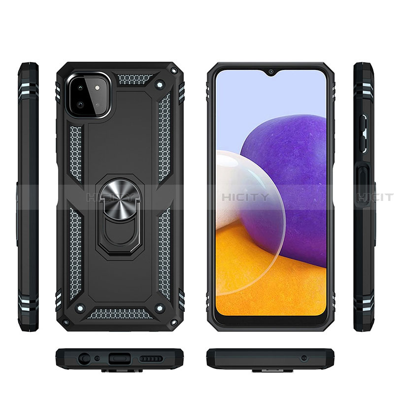 Coque Contour Silicone et Plastique Housse Etui Mat avec Magnetique Support Bague Anneau MQ3 pour Samsung Galaxy A22 5G Plus