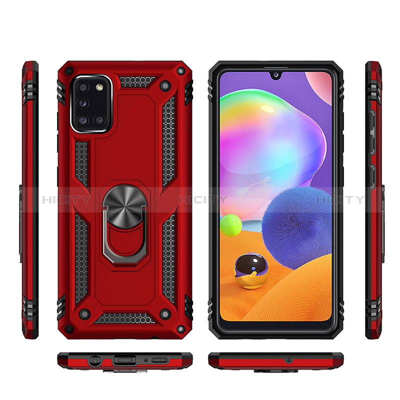 Coque Contour Silicone et Plastique Housse Etui Mat avec Magnetique Support Bague Anneau MQ3 pour Samsung Galaxy A31 Plus