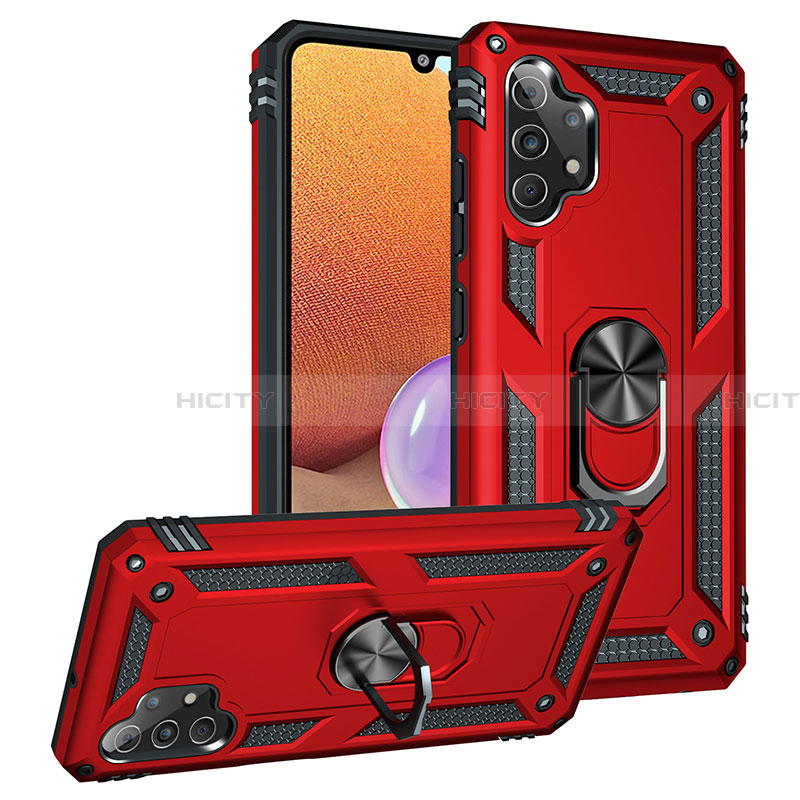 Coque Contour Silicone et Plastique Housse Etui Mat avec Magnetique Support Bague Anneau MQ3 pour Samsung Galaxy A32 5G Rouge Plus