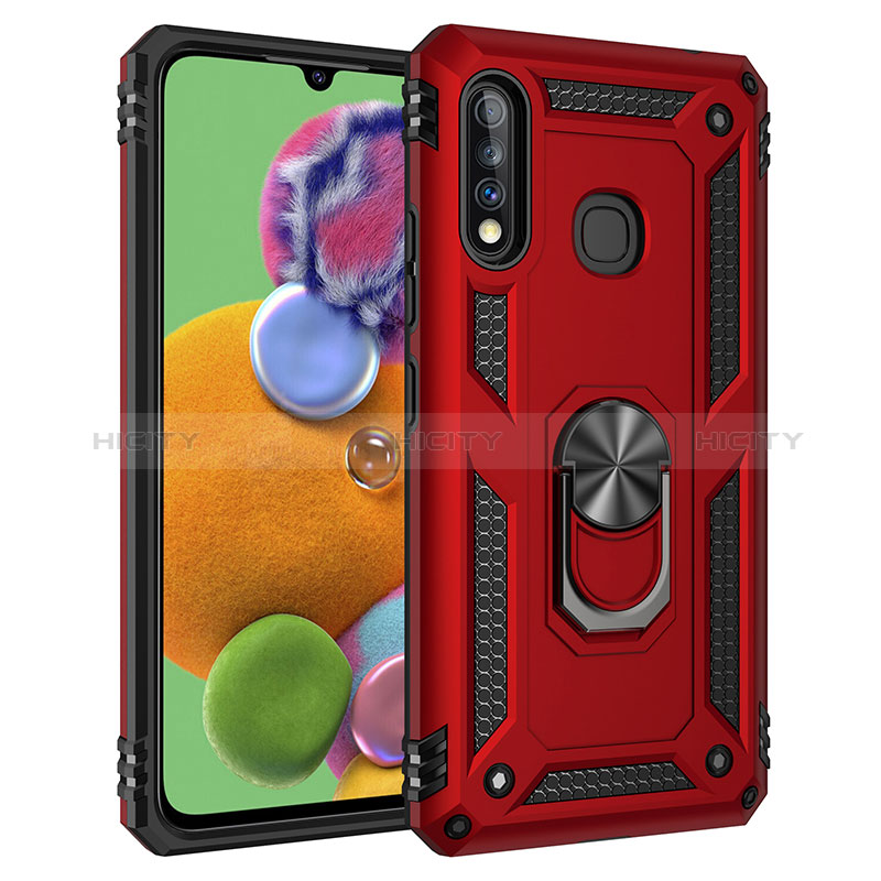 Coque Contour Silicone et Plastique Housse Etui Mat avec Magnetique Support Bague Anneau MQ3 pour Samsung Galaxy A70E Rouge Plus