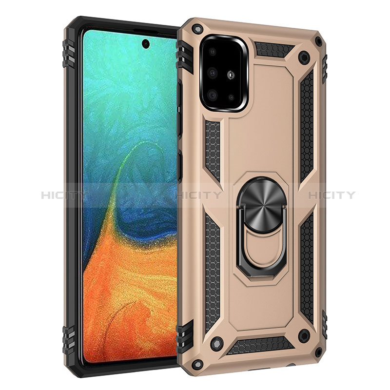 Coque Contour Silicone et Plastique Housse Etui Mat avec Magnetique Support Bague Anneau MQ3 pour Samsung Galaxy A71 5G Or Plus