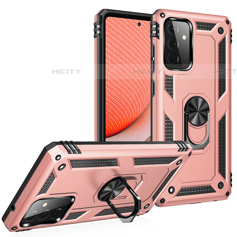 Coque Contour Silicone et Plastique Housse Etui Mat avec Magnetique Support Bague Anneau MQ3 pour Samsung Galaxy A72 5G Plus