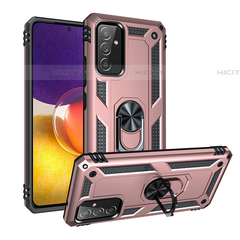 Coque Contour Silicone et Plastique Housse Etui Mat avec Magnetique Support Bague Anneau MQ3 pour Samsung Galaxy A82 5G Or Rose Plus