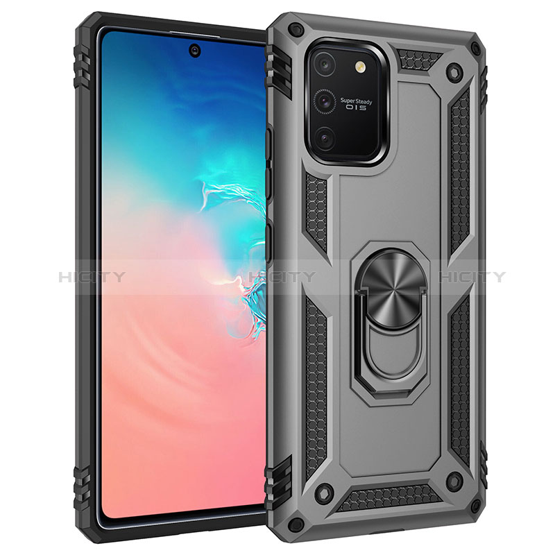 Coque Contour Silicone et Plastique Housse Etui Mat avec Magnetique Support Bague Anneau MQ3 pour Samsung Galaxy A91 Gris Plus