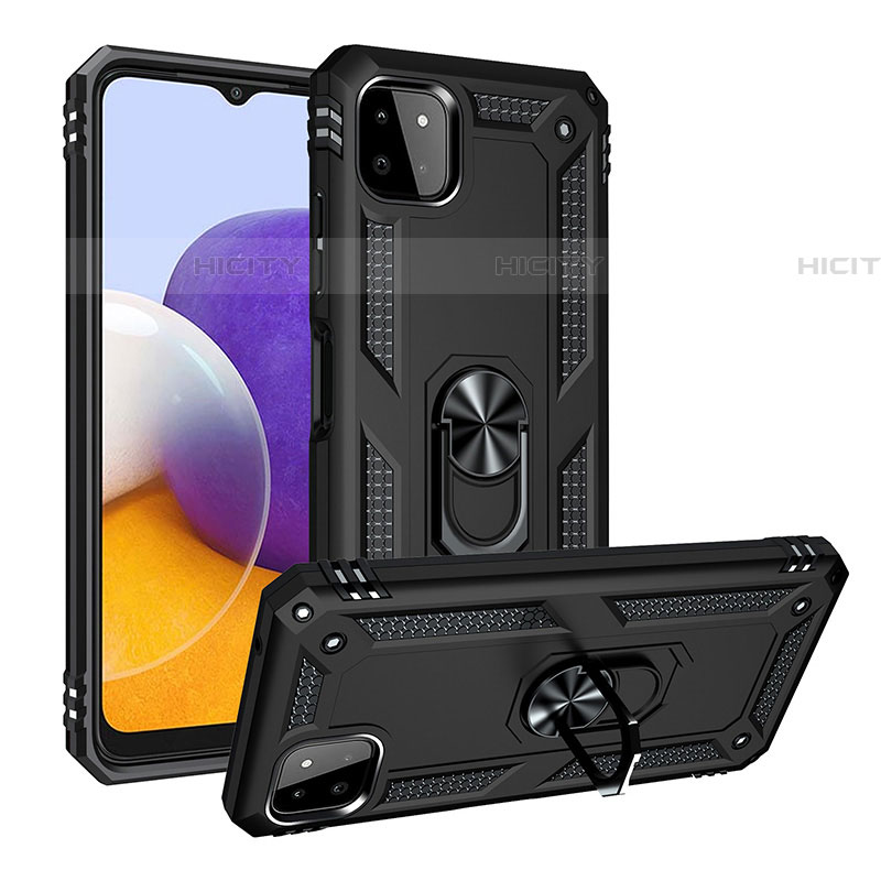 Coque Contour Silicone et Plastique Housse Etui Mat avec Magnetique Support Bague Anneau MQ3 pour Samsung Galaxy F42 5G Noir Plus