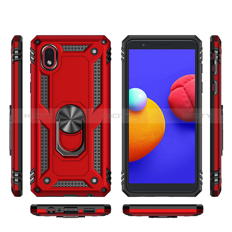 Coque Contour Silicone et Plastique Housse Etui Mat avec Magnetique Support Bague Anneau MQ3 pour Samsung Galaxy M01 Core Plus