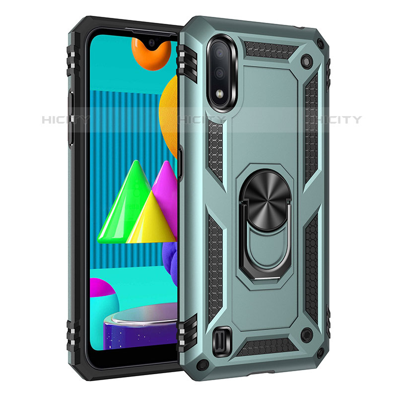 Coque Contour Silicone et Plastique Housse Etui Mat avec Magnetique Support Bague Anneau MQ3 pour Samsung Galaxy M01 Plus