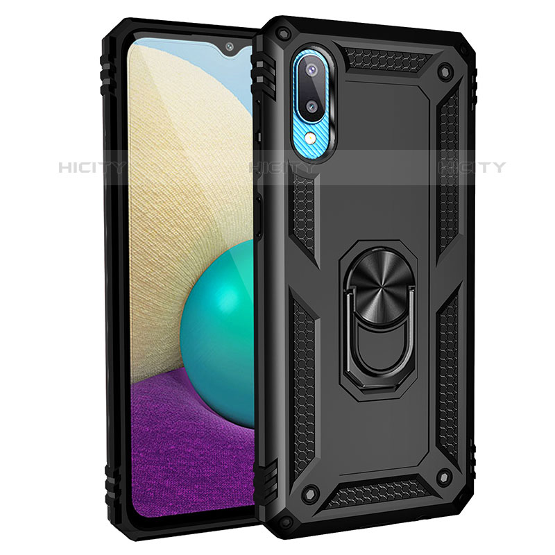 Coque Contour Silicone et Plastique Housse Etui Mat avec Magnetique Support Bague Anneau MQ3 pour Samsung Galaxy M02 Plus