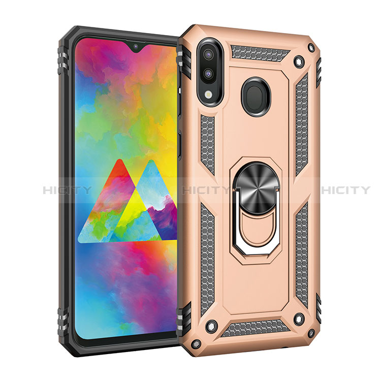 Coque Contour Silicone et Plastique Housse Etui Mat avec Magnetique Support Bague Anneau MQ3 pour Samsung Galaxy M20 Or Plus