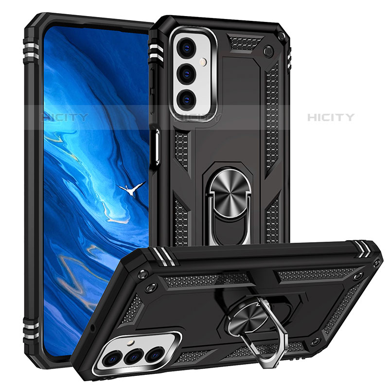 Coque Contour Silicone et Plastique Housse Etui Mat avec Magnetique Support Bague Anneau MQ3 pour Samsung Galaxy M23 5G Noir Plus