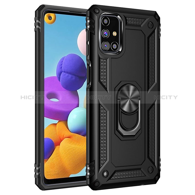 Coque Contour Silicone et Plastique Housse Etui Mat avec Magnetique Support Bague Anneau MQ3 pour Samsung Galaxy M31s Noir Plus