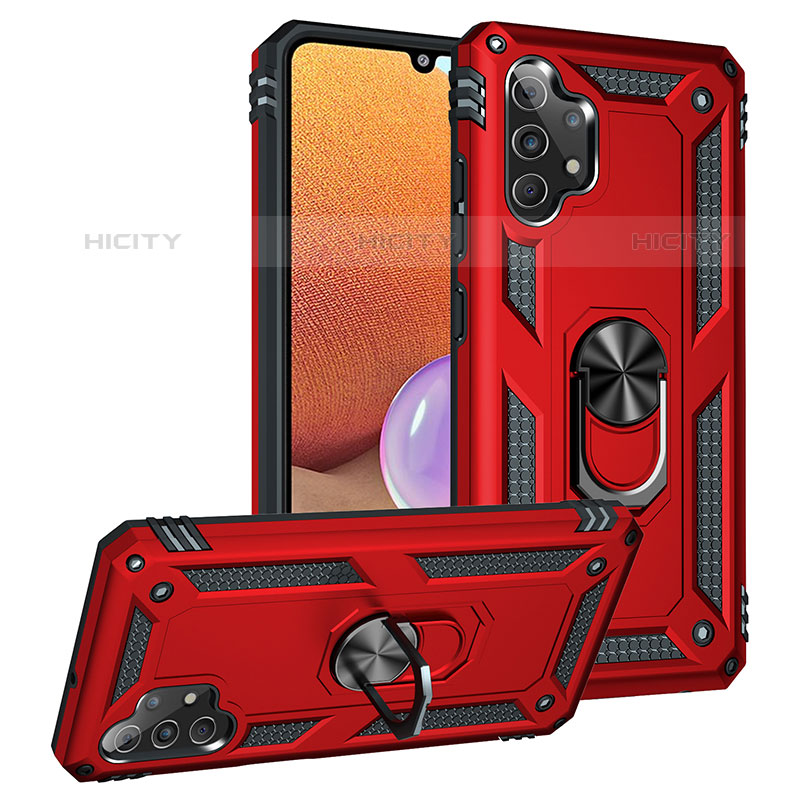 Coque Contour Silicone et Plastique Housse Etui Mat avec Magnetique Support Bague Anneau MQ3 pour Samsung Galaxy M32 5G Rouge Plus