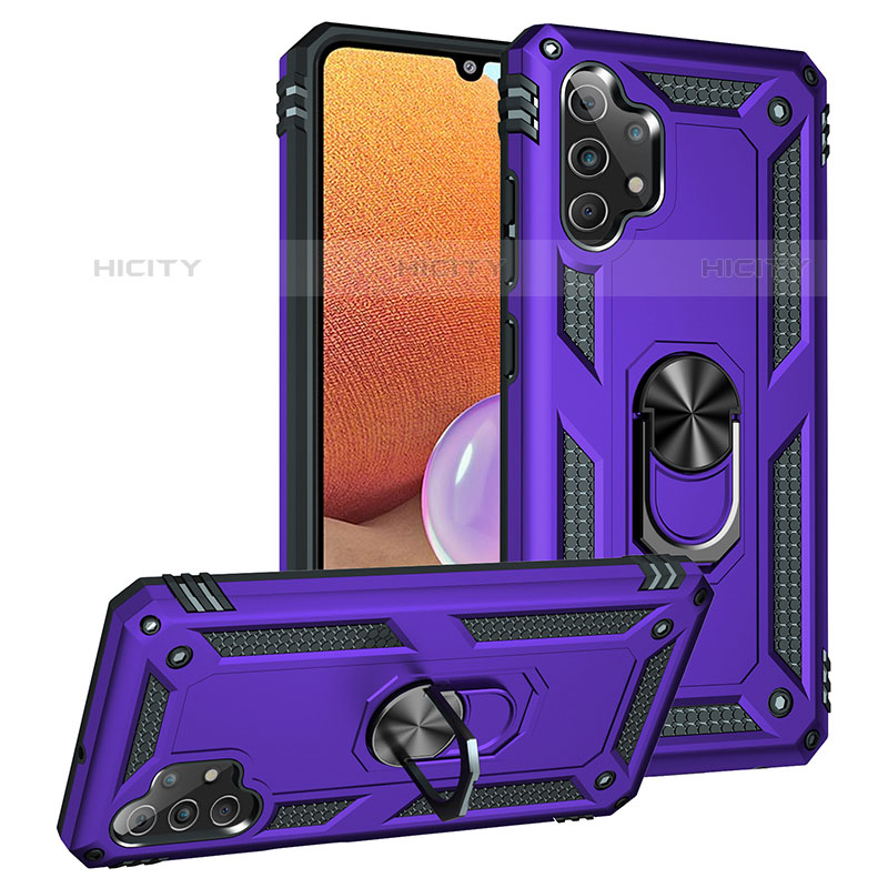 Coque Contour Silicone et Plastique Housse Etui Mat avec Magnetique Support Bague Anneau MQ3 pour Samsung Galaxy M32 5G Violet Plus