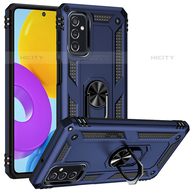 Coque Contour Silicone et Plastique Housse Etui Mat avec Magnetique Support Bague Anneau MQ3 pour Samsung Galaxy M52 5G Bleu Plus