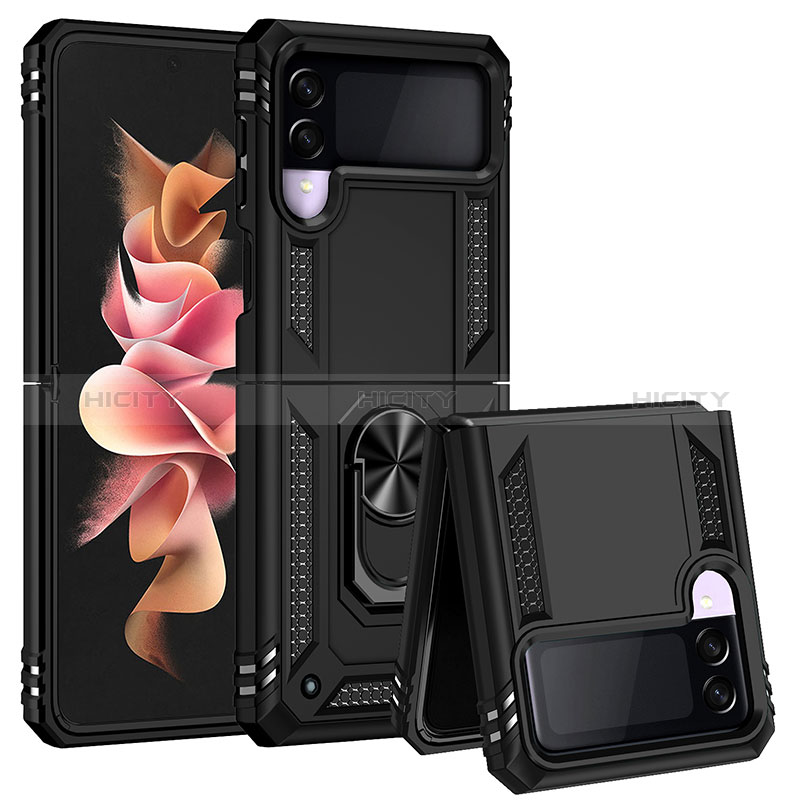 Coque Contour Silicone et Plastique Housse Etui Mat avec Magnetique Support Bague Anneau MQ3 pour Samsung Galaxy Z Flip3 5G Plus