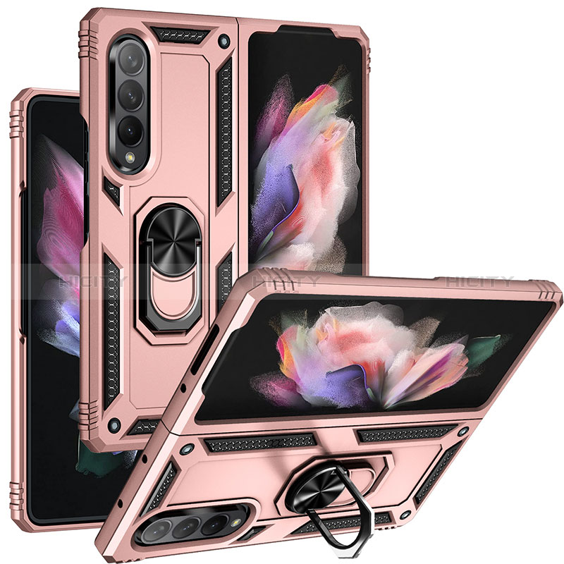 Coque Contour Silicone et Plastique Housse Etui Mat avec Magnetique Support Bague Anneau MQ3 pour Samsung Galaxy Z Fold3 5G Plus