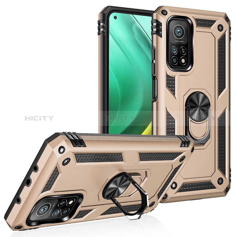 Coque Contour Silicone et Plastique Housse Etui Mat avec Magnetique Support Bague Anneau MQ3 pour Xiaomi Mi 10T 5G Or Plus