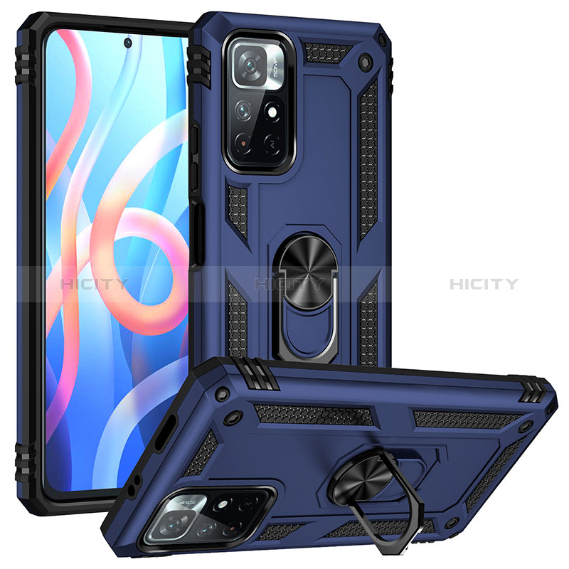 Coque Contour Silicone et Plastique Housse Etui Mat avec Magnetique Support Bague Anneau MQ3 pour Xiaomi Poco M4 Pro 5G Plus