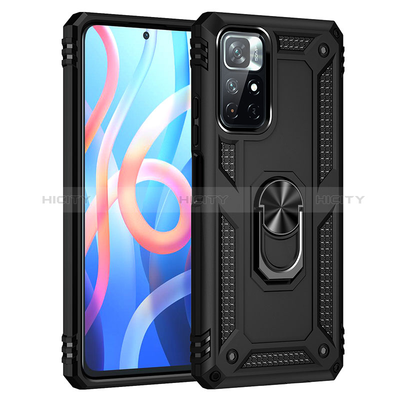 Coque Contour Silicone et Plastique Housse Etui Mat avec Magnetique Support Bague Anneau MQ3 pour Xiaomi Poco M4 Pro 5G Plus