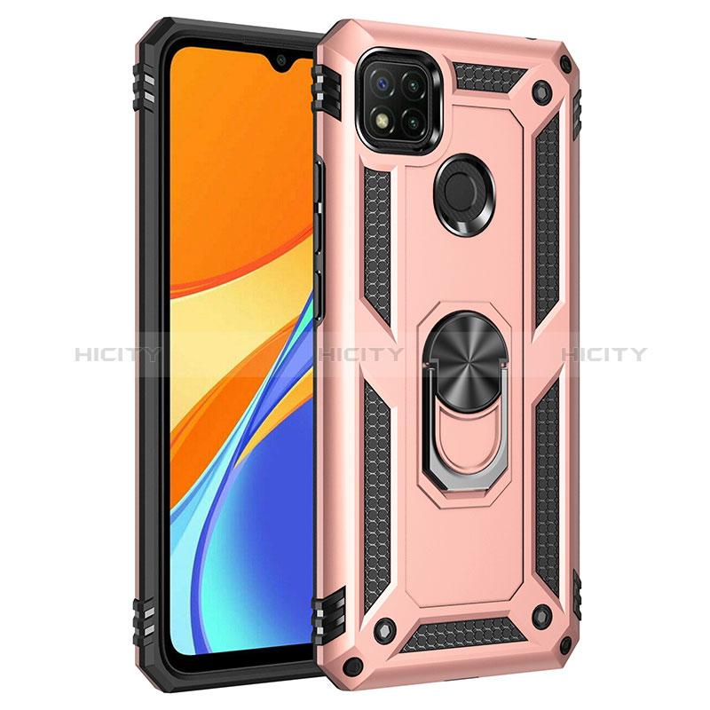 Coque Contour Silicone et Plastique Housse Etui Mat avec Magnetique Support Bague Anneau MQ3 pour Xiaomi Redmi 10A 4G Or Rose Plus