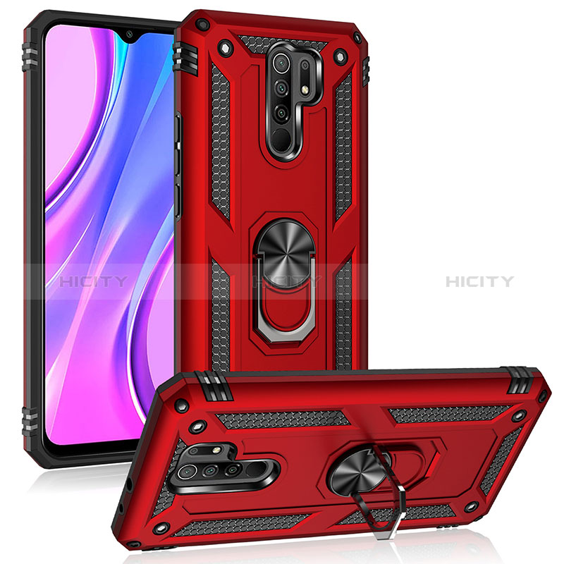 Coque Contour Silicone et Plastique Housse Etui Mat avec Magnetique Support Bague Anneau MQ3 pour Xiaomi Redmi 9 Plus