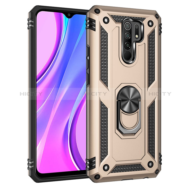 Coque Contour Silicone et Plastique Housse Etui Mat avec Magnetique Support Bague Anneau MQ3 pour Xiaomi Redmi 9 Plus